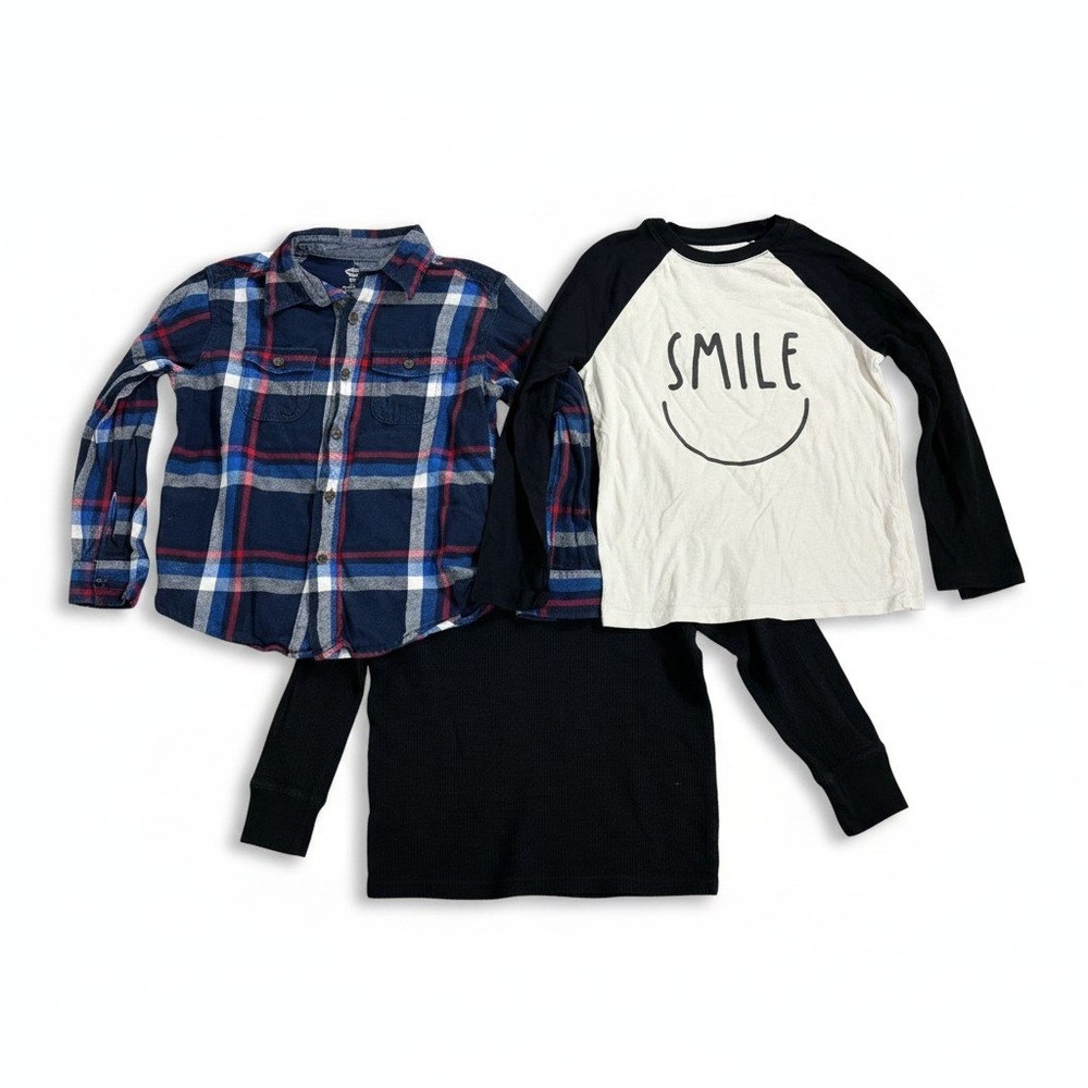Cat & Jack Wonder Nation S 6/7 Boys Shirt Lot Plaid Flannel Thermal Casual Cozy